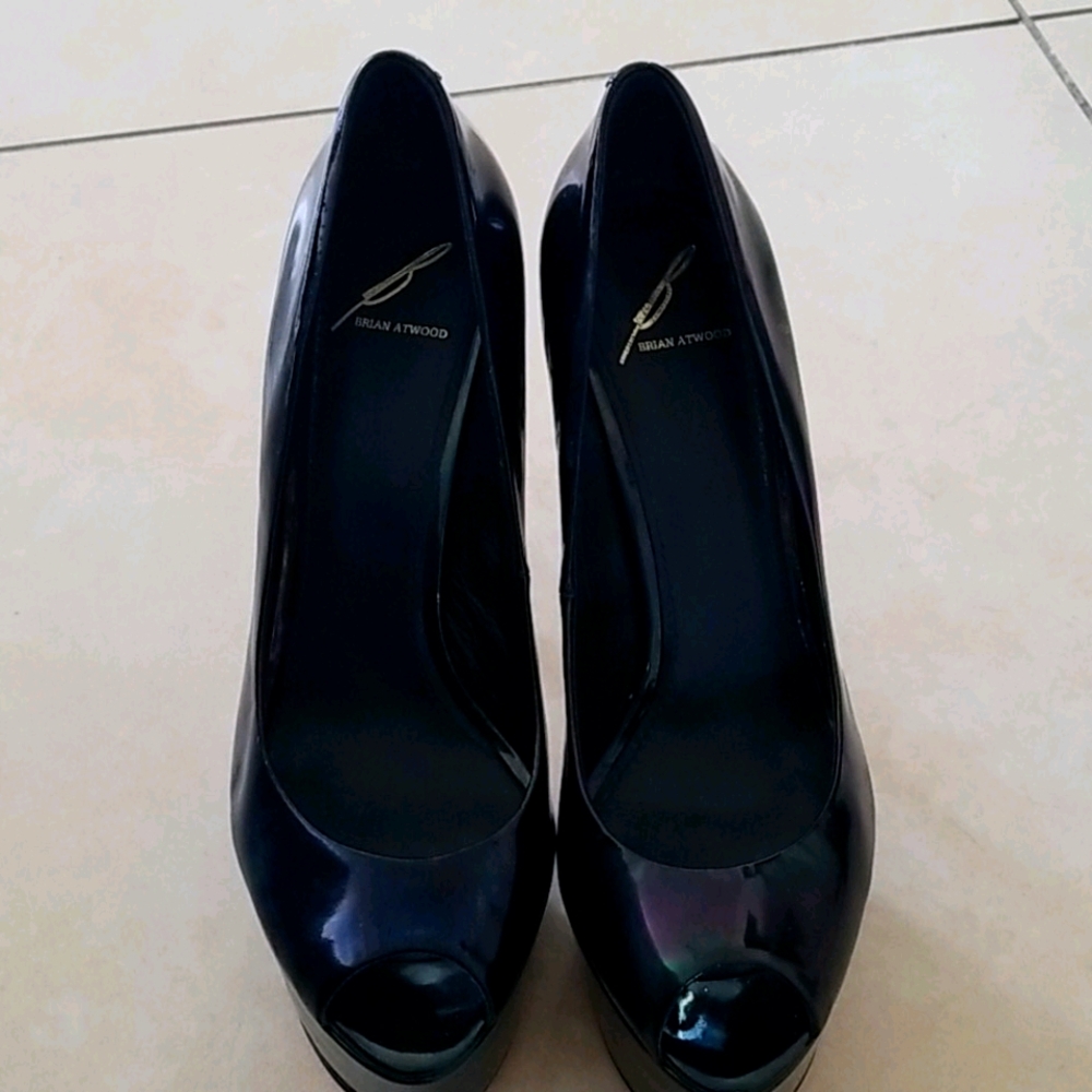 Black open toe pumps from Brian Atwood